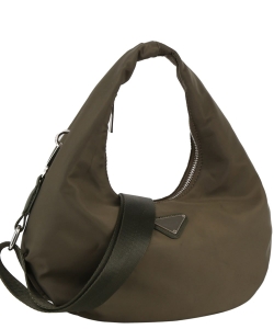 Nylon Triangle Plaque Shoulder Bag Hobo GLV-0174 OLIVE
